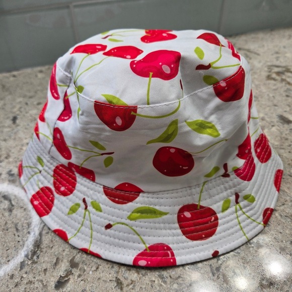 Cherry Bucket Hat Cute Summer Sun Hat Funky‎ Festival Fashion - Picture 2 of 7